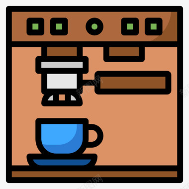 咖啡机咖啡厅128线性颜色图标图标