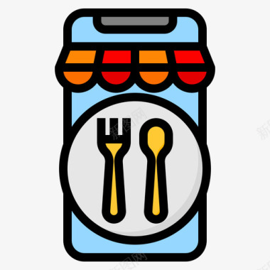 食品应用食品交付83直系颜色图标图标