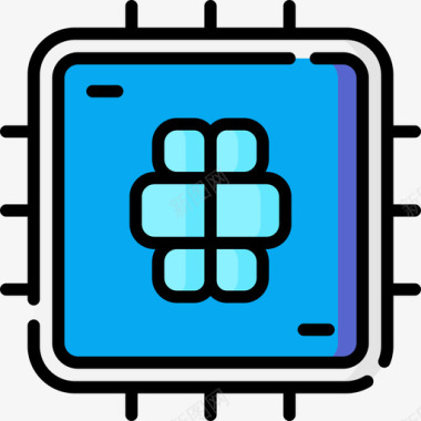芯片未来技术18线性彩色图标图标
