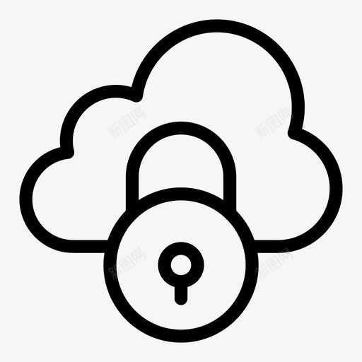 锁云私有图标svg_新图网 https://ixintu.com 一卷 保护 图标 安全 用户界面 私有 第一 线图 网络