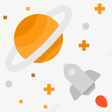 火箭太空和银河2号平的图标图标