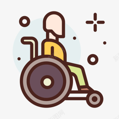 轮椅残疾3线性颜色图标图标