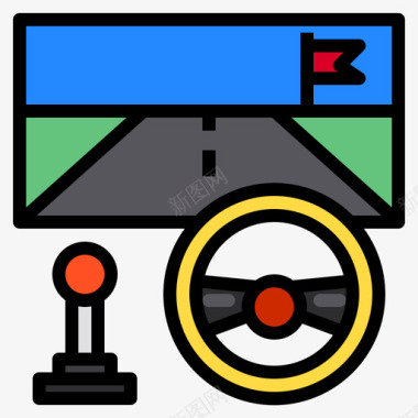 赛车游戏游戏29线性颜色图标图标