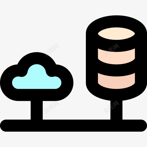 数据库云网络3线颜色图标svg_新图网 https://ixintu.com 云网 数据库 网络 颜色