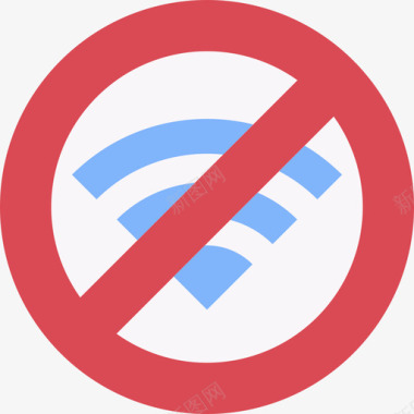 无Wifi信号和禁令6平坦图标图标