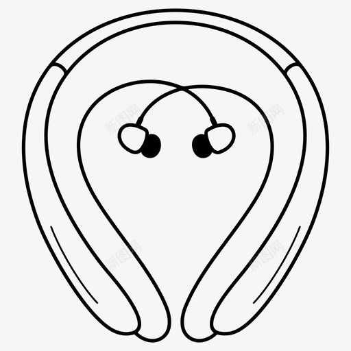 蓝牙耳机无线领口耳机图标svg_新图网 https://ixintu.com 可伸缩 无线 耳塞 耳机 蓝牙耳机 领口