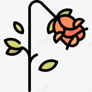 玫瑰自然121线形颜色图标图标