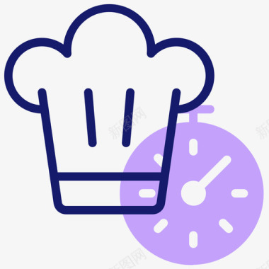 厨师帽送餐80线性颜色图标图标