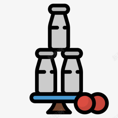 瓶子七月游乐园4线性颜色图标图标