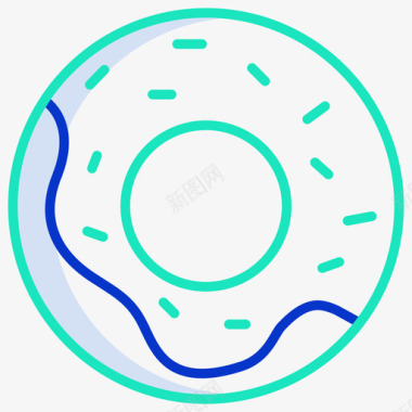 甜甜圈咖啡图标3轮廓颜色图标