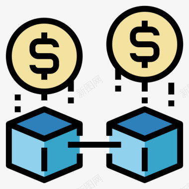 区块链fintecth8线性颜色图标图标