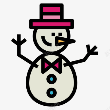 雪人冬天84线性颜色图标图标