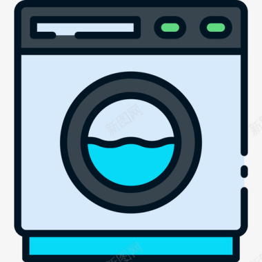 洗衣机电子14线性颜色图标图标