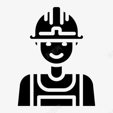 建筑工人劳工9填充图标图标