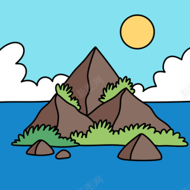 岛屿景观32彩色图标图标