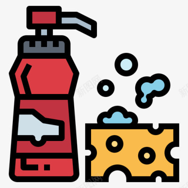 肥皂洗车液14线性颜色图标图标