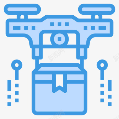 无人机后勤和运输12蓝色图标图标