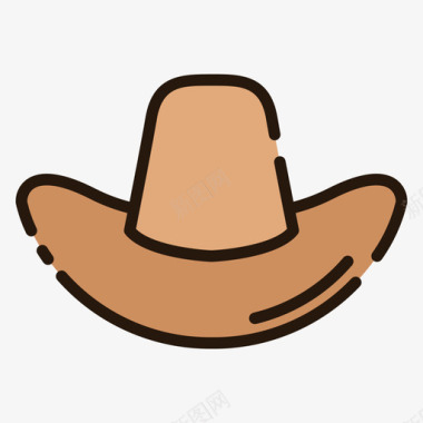 牛仔帽美国20线性颜色图标图标