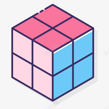 鲁比克斯立方体教育娱乐线性颜色图标图标