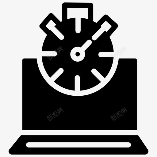 定时器笔记本电脑加载图标svg_新图网 https://ixintu.com 加载 填充 处理 定时器 电子商务 电脑 笔记本 等待 购物 黑色