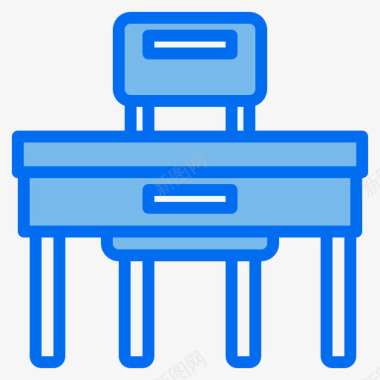 书桌学校110蓝色图标图标