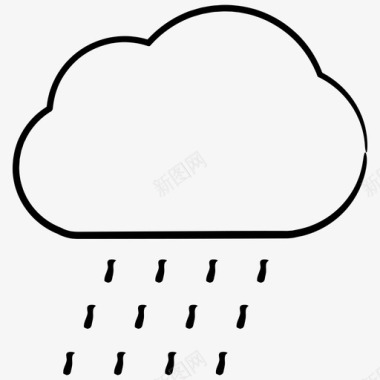大雨下雨天气手绘图标图标