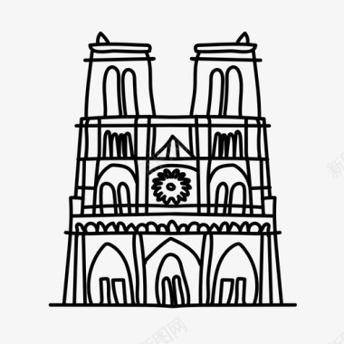 圣母院大教堂建筑法国图标图标