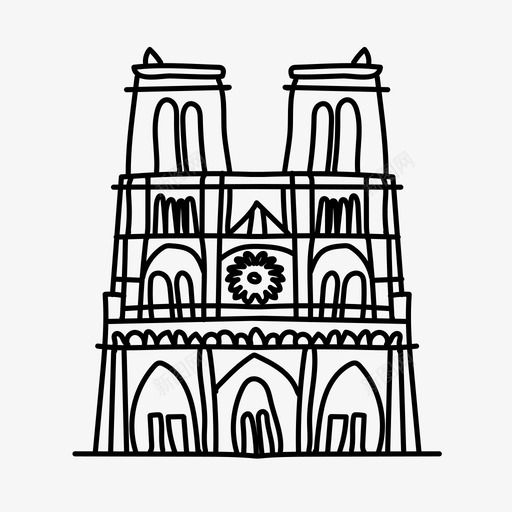圣母院大教堂建筑法国图标svg_新图网 https://ixintu.com 世界 圣母 地标 大教堂 建筑 法国