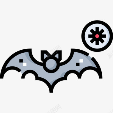 蝙蝠病毒传播16线状颜色图标图标