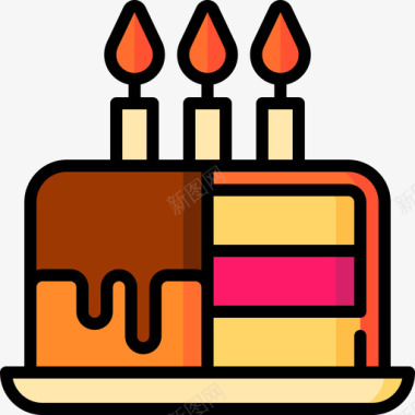 生日蛋糕庆祝59线性颜色图标图标