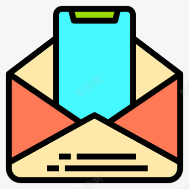 电子邮件邮件72线颜色图标图标