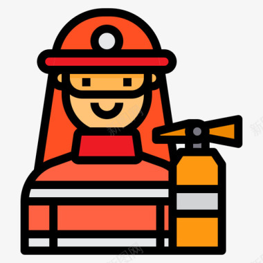 消防员生活方式化身4线性颜色图标图标