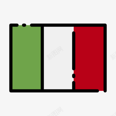 意大利国旗1线颜色图标图标