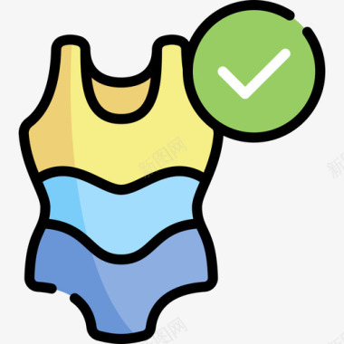 使用泳衣24号游泳池线性颜色图标图标