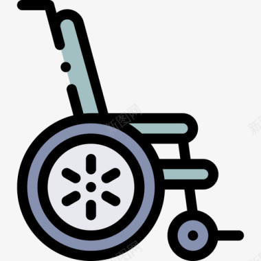 轮椅残疾人援助8线性颜色图标图标