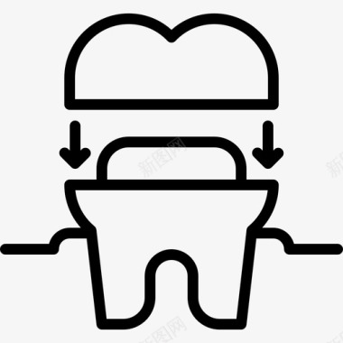牙冠牙医54线性图标图标