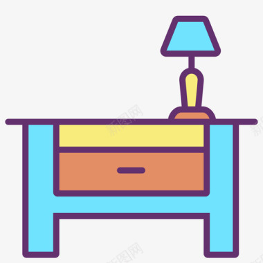 边桌家具装饰4线性颜色图标图标