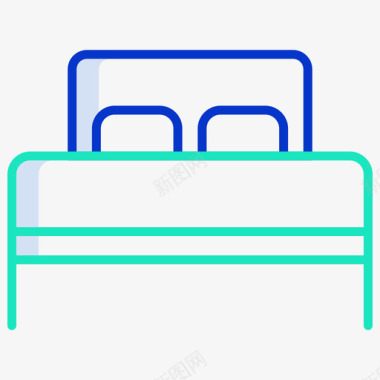 双人床家具装饰3轮廓颜色图标图标