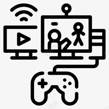 视频游戏直播和流媒体2线性图标图标