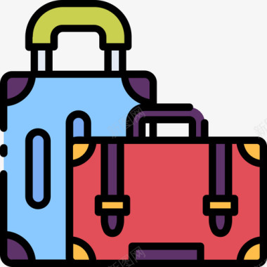 航空行李40线性颜色图标图标