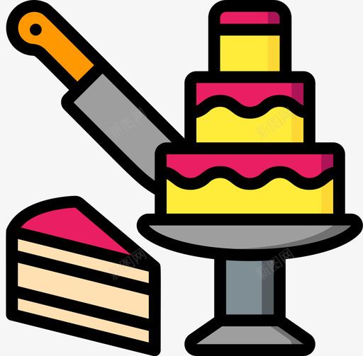 蛋糕切1线颜色图标svg_新图网 https://ixintu.com 分蛋糕 蛋糕 颜色