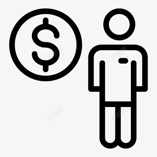 帐户头像美元图标svg_新图网 https://ixintu.com 业务管理 个人资料 图标 头像 帐户 用户 线图 美元