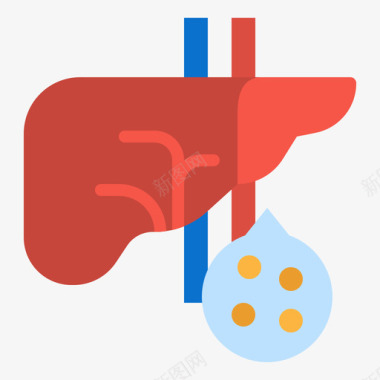 肝脏胆固醇3平坦图标图标