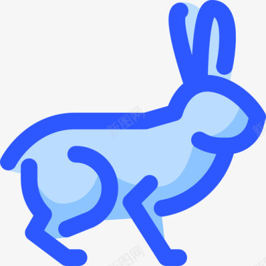 兔子野生动物8蓝色图标图标