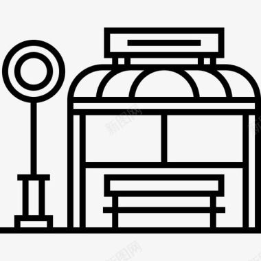 71城市直线公交车站图标图标