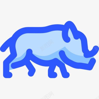 犀牛野生动物8蓝色图标图标
