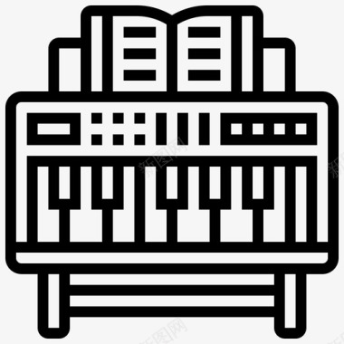 键盘摇滚乐40线性图标图标