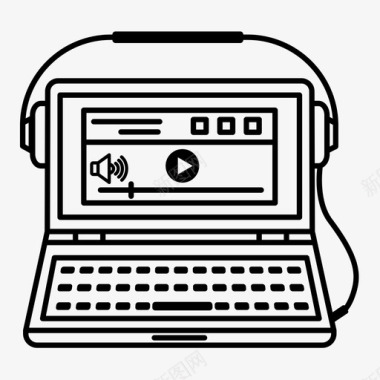 笔记本电脑音乐磁头媒体图标图标