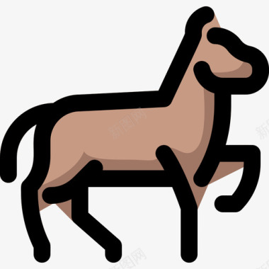 马野生动物7线性颜色图标图标