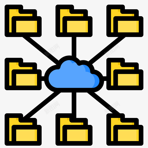 云存储云技术44线性颜色图标svg_新图网 https://ixintu.com 存储 技术 线性 颜色